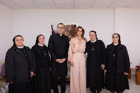 Queen Rania Visits Rosary Sisters - Amman