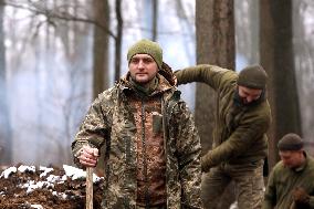 Construction of fortifications in Kharkiv sector