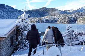 Winter At The Bavarian Eibsee Alpine Lake