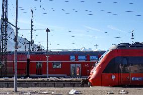 Deutsche Bahn Regional Train At An Alpine Train Station