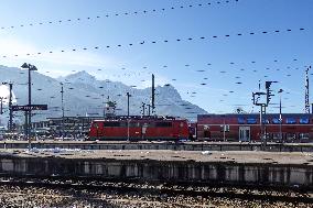 Deutsche Bahn Regional Train At An Alpine Train Station