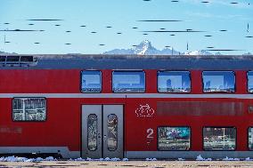 Deutsche Bahn Regional Train At An Alpine Train Station