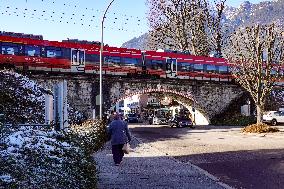 Regional Train Crossing In Garmisch-Partenkirchen