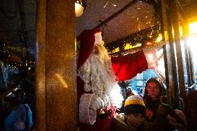 Christmas Retro Tram In Sofia.