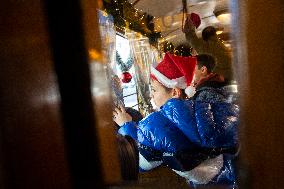 Christmas Retro Tram In Sofia.