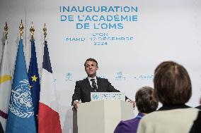 Emmanuel Macron At The Inauguration of WHO Academy - Lyon