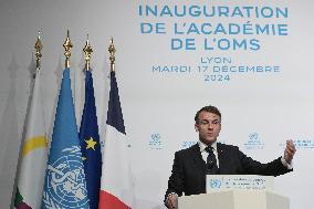 Emmanuel Macron At The Inauguration of WHO Academy - Lyon