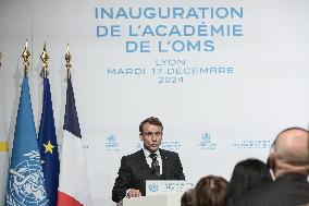 Emmanuel Macron At The Inauguration of WHO Academy - Lyon