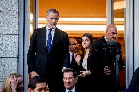 King Felipe presides meeting of the Board of Trustees of the Fundacion Carolina