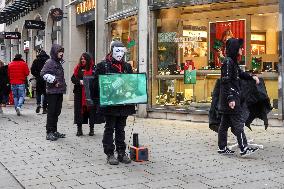 Animal Rights Activists Protest In The City Center Of Augsburg