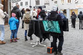 Animal Rights Activists Protest In The City Center Of Augsburg