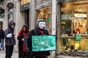 Animal Rights Activists Protest In The City Center Of Augsburg