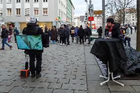 Animal Rights Activists Protest In The City Center Of Augsburg