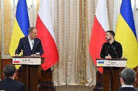 Press conference of Volodymyr Zelenskyy and Donald Tusk in Lviv