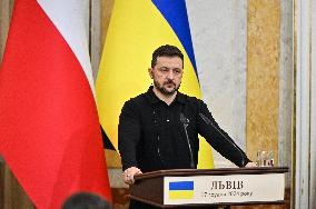 Press conference of Volodymyr Zelenskyy and Donald Tusk in Lviv