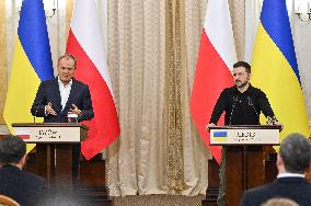 Press conference of Volodymyr Zelenskyy and Donald Tusk in Lviv