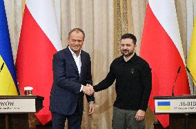 Press conference of Volodymyr Zelenskyy and Donald Tusk in Lviv