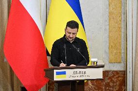 Press conference of Volodymyr Zelenskyy and Donald Tusk in Lviv