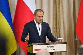 Press conference of Volodymyr Zelenskyy and Donald Tusk in Lviv