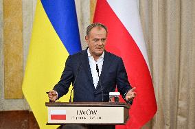 Press conference of Volodymyr Zelenskyy and Donald Tusk in Lviv