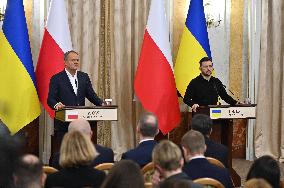 Press conference of Volodymyr Zelenskyy and Donald Tusk in Lviv