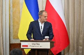 Press conference of Volodymyr Zelenskyy and Donald Tusk in Lviv