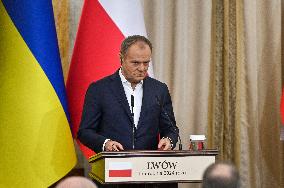 Press conference of Volodymyr Zelenskyy and Donald Tusk in Lviv