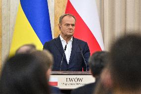 Press conference of Volodymyr Zelenskyy and Donald Tusk in Lviv