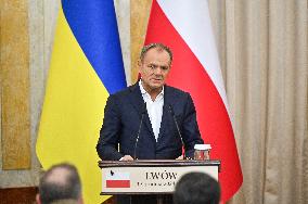 Press conference of Volodymyr Zelenskyy and Donald Tusk in Lviv