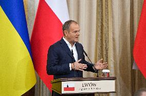 Press conference of Volodymyr Zelenskyy and Donald Tusk in Lviv