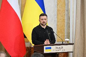 Press conference of Volodymyr Zelenskyy and Donald Tusk in Lviv