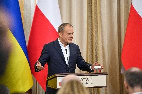 Press conference of Volodymyr Zelenskyy and Donald Tusk in Lviv