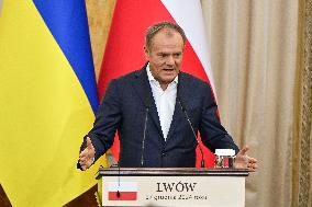 Press conference of Volodymyr Zelenskyy and Donald Tusk in Lviv