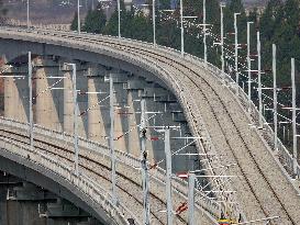 Yichang-Xingshan High-Speed Railway Under Construction in Yichang