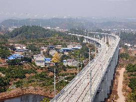 Yichang-Xingshan High-Speed Railway Under Construction in Yichang