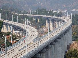 Yichang-Xingshan High-Speed Railway Under Construction in Yichang