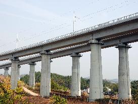 Yichang-Xingshan High-Speed Railway Under Construction in Yichang