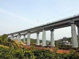 Yichang-Xingshan High-Speed Railway Under Construction in Yichang