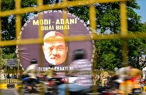 Indian National Congress (INC) Workers During A Protest Against The Indian Industrialist Gautam Adani And Prime Minister Narendr