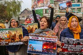 Congress Party Protests Over Amit Shah's Remarks On Ambedkar In Srinagar