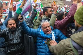 Congress Party Protests Over Amit Shah's Remarks On Ambedkar In Srinagar