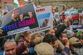 Congress Party Protests Over Amit Shah's Remarks On Ambedkar In Srinagar