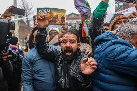 Congress Party Protests Over Amit Shah's Remarks On Ambedkar In Srinagar