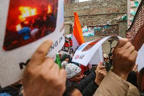 Congress Party Protests Over Amit Shah's Remarks On Ambedkar In Srinagar