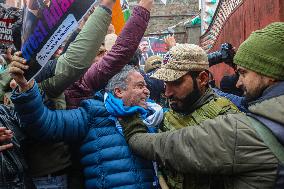 Congress Party Protests Over Amit Shah's Remarks On Ambedkar In Srinagar