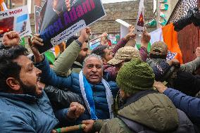 Congress Party Protests Over Amit Shah's Remarks On Ambedkar In Srinagar