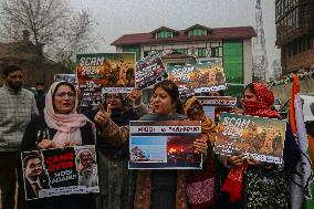 Congress Party Protests Over Amit Shah's Remarks On Ambedkar In Srinagar