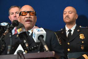 Police Hold A News Conference On Mass Shooting Outside Of Johnson Funeral Home In Towson Maryland