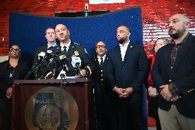 Police Hold A News Conference On Mass Shooting Outside Of Johnson Funeral Home In Towson Maryland