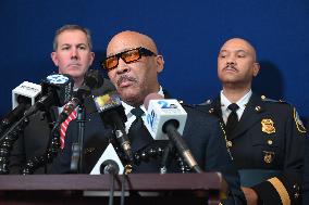 Police Hold A News Conference On Mass Shooting Outside Of Johnson Funeral Home In Towson Maryland